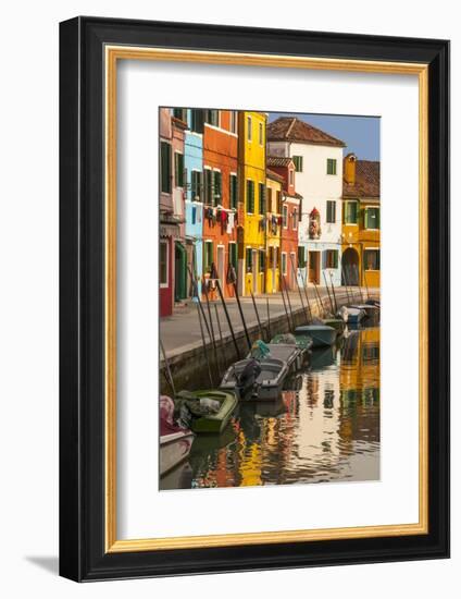 Colored House Facades Along a Canal, Burano Island, Venice, Veneto, Italy-Guy Thouvenin-Framed Photographic Print