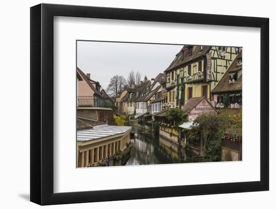 Colored houses reflected in river Lauch at Christmas time, Petite Venise, Colmar, Haut-Rhin departm-Roberto Moiola-Framed Photographic Print