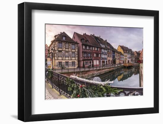 Colored houses reflected in River Lauch at sunset, Petite Venise, Colmar, Haut-Rhin department, Als-Roberto Moiola-Framed Photographic Print