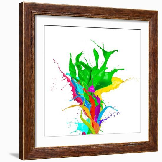 Colored Paint Splashes Bouquet Isolated On White Background-Jag_cz-Framed Art Print