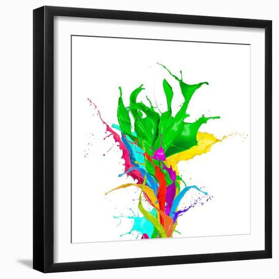 Colored Paint Splashes Bouquet Isolated On White Background-Jag_cz-Framed Art Print