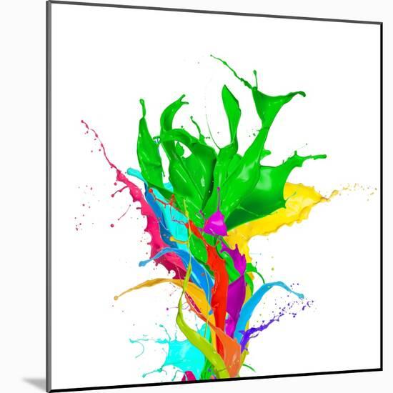 Colored Paint Splashes Bouquet Isolated On White Background-Jag_cz-Mounted Art Print