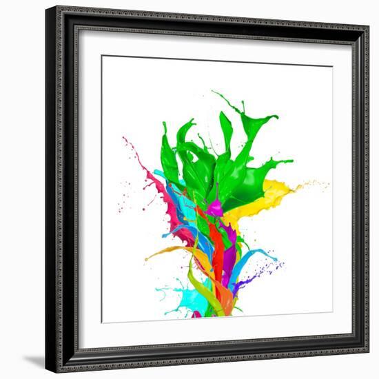 Colored Paint Splashes Bouquet Isolated On White Background-Jag_cz-Framed Art Print
