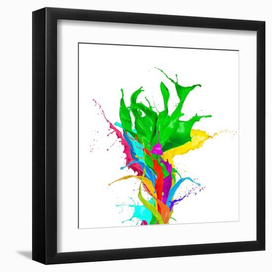 Colored Paint Splashes Bouquet Isolated On White Background-Jag_cz-Framed Art Print