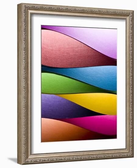 Colored Paper Background Stacked in Wedges-Steve Collender-Framed Photographic Print