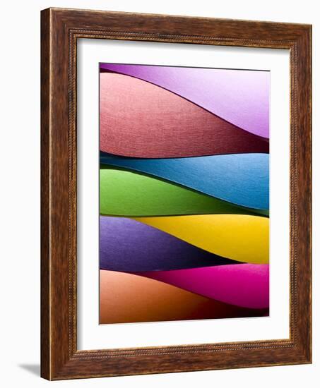 Colored Paper Background Stacked in Wedges-Steve Collender-Framed Photographic Print