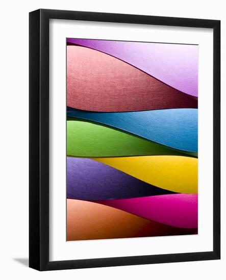 Colored Paper Background Stacked in Wedges-Steve Collender-Framed Photographic Print