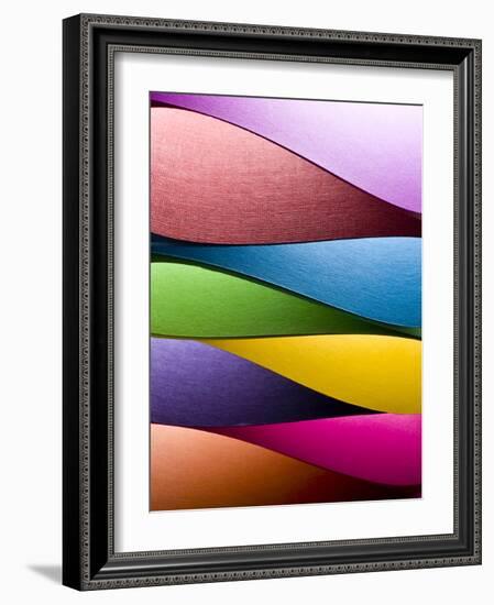 Colored Paper Background Stacked in Wedges-Steve Collender-Framed Photographic Print