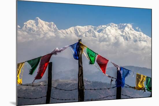 Colored Prayer Flags Flutter in Front of the Majestic Kanchenjunga-Roberto Moiola-Mounted Photographic Print