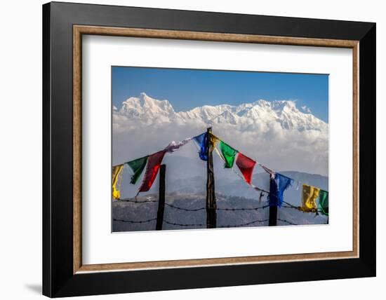 Colored Prayer Flags Flutter in Front of the Majestic Kanchenjunga-Roberto Moiola-Framed Photographic Print