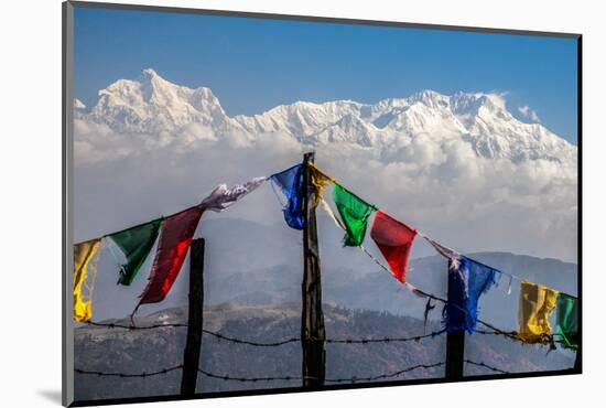 Colored Prayer Flags Flutter in Front of the Majestic Kanchenjunga-Roberto Moiola-Mounted Photographic Print