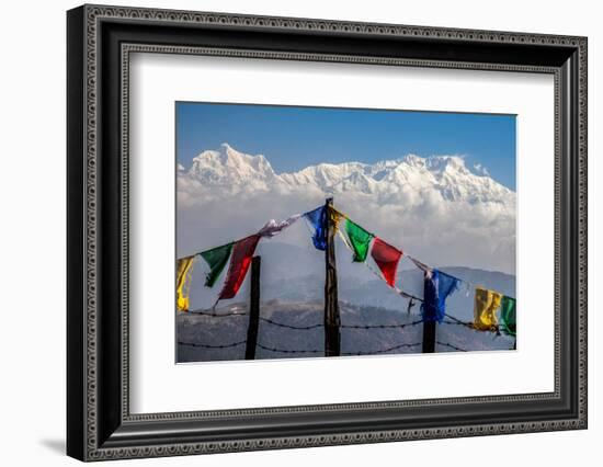 Colored Prayer Flags Flutter in Front of the Majestic Kanchenjunga-Roberto Moiola-Framed Photographic Print