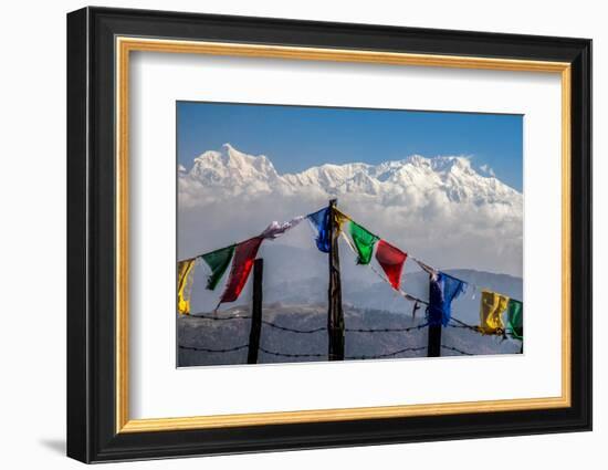 Colored Prayer Flags Flutter in Front of the Majestic Kanchenjunga-Roberto Moiola-Framed Photographic Print