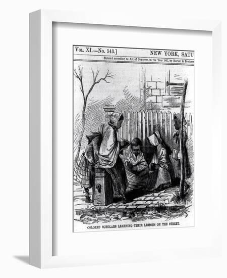 Colored Scholars Learning Their Lessons on the Street, from "Harper's Weekly," 1867-null-Framed Giclee Print