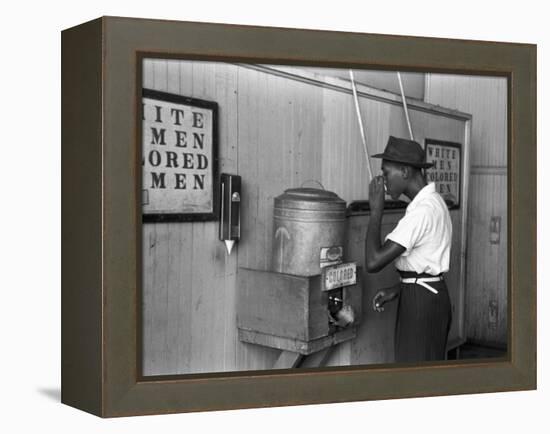 "Colored" Water Cooler in Streetcar Terminal, Oklahoma City, Oklahoma-Russell Lee-Framed Stretched Canvas