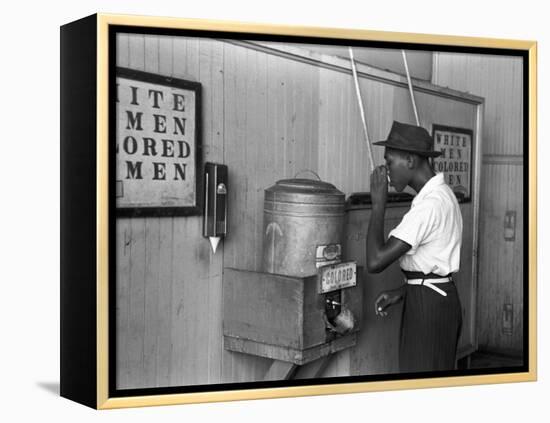 "Colored" Water Cooler in Streetcar Terminal, Oklahoma City, Oklahoma-Russell Lee-Framed Stretched Canvas