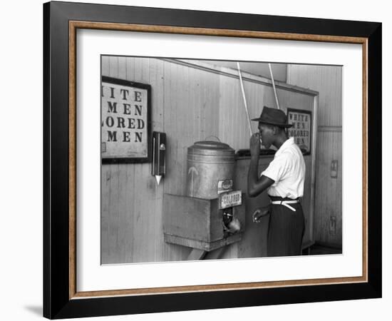 "Colored" Water Cooler in Streetcar Terminal, Oklahoma City, Oklahoma-Russell Lee-Framed Photo