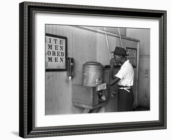 "Colored" Water Cooler in Streetcar Terminal, Oklahoma City, Oklahoma-Russell Lee-Framed Photo