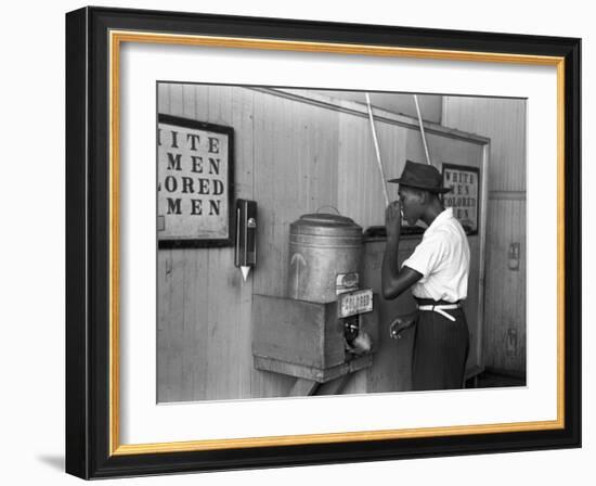 "Colored" Water Cooler in Streetcar Terminal, Oklahoma City, Oklahoma-Russell Lee-Framed Photo