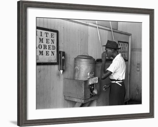 "Colored" Water Cooler in Streetcar Terminal, Oklahoma City, Oklahoma-Russell Lee-Framed Photo