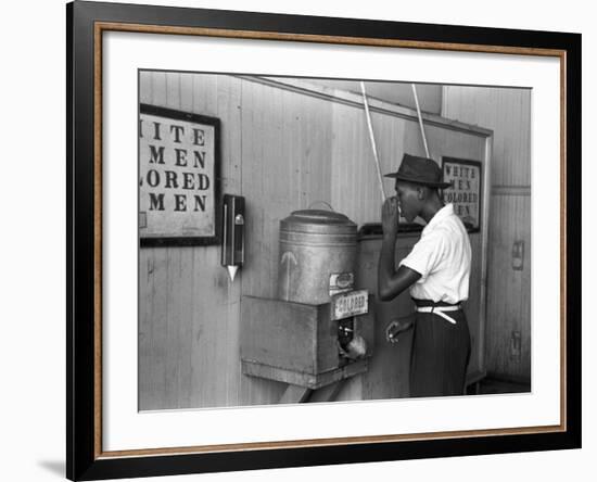 "Colored" Water Cooler in Streetcar Terminal, Oklahoma City, Oklahoma-Russell Lee-Framed Photo