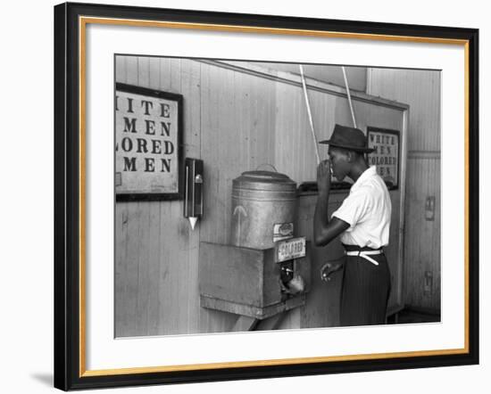 "Colored" Water Cooler in Streetcar Terminal, Oklahoma City, Oklahoma-Russell Lee-Framed Photo