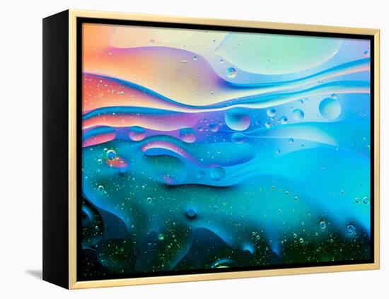 Colorful Abstract Background with Oil Drops on Water-Abstract Oil Work-Framed Premier Image Canvas