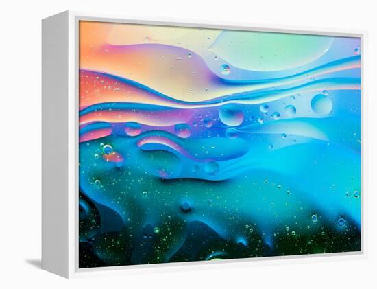 Colorful Abstract Background with Oil Drops on Water-Abstract Oil Work-Framed Premier Image Canvas