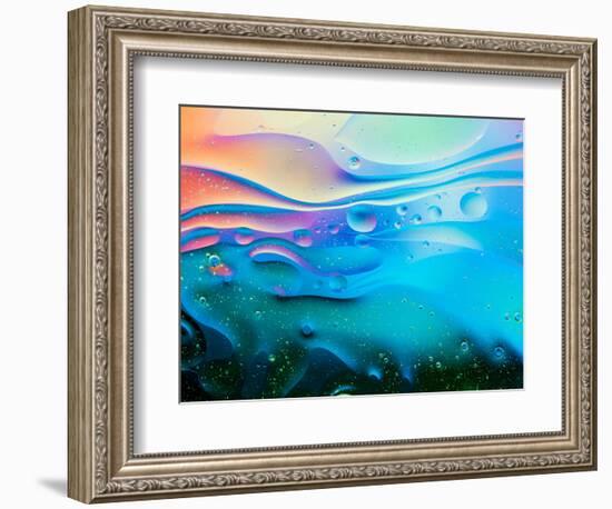 Colorful Abstract Background with Oil Drops on Water-Abstract Oil Work-Framed Photographic Print