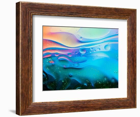Colorful Abstract Background with Oil Drops on Water-Abstract Oil Work-Framed Photographic Print