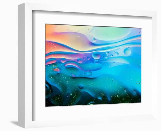Colorful Abstract Background with Oil Drops on Water-Abstract Oil Work-Framed Photographic Print