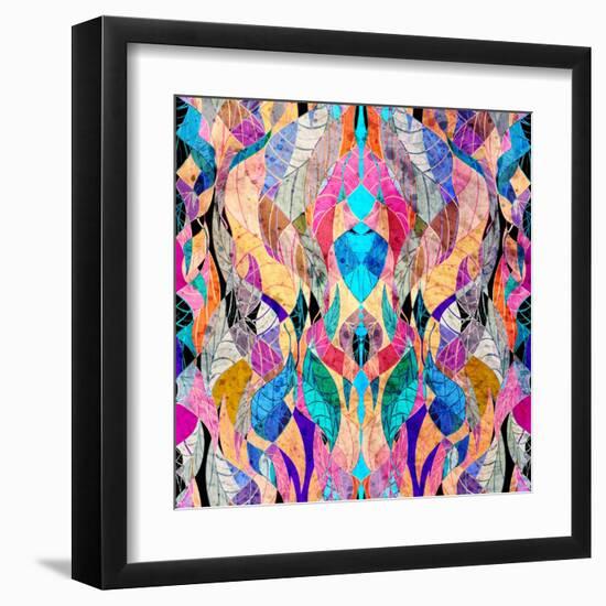 Colorful Abstract Floral Pattern-Tanor-Framed Art Print