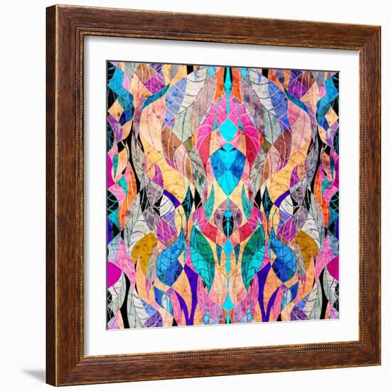 Colorful Abstract Floral Pattern-Tanor-Framed Art Print