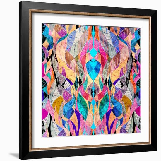 Colorful Abstract Floral Pattern-Tanor-Framed Art Print