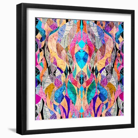 Colorful Abstract Floral Pattern-Tanor-Framed Art Print