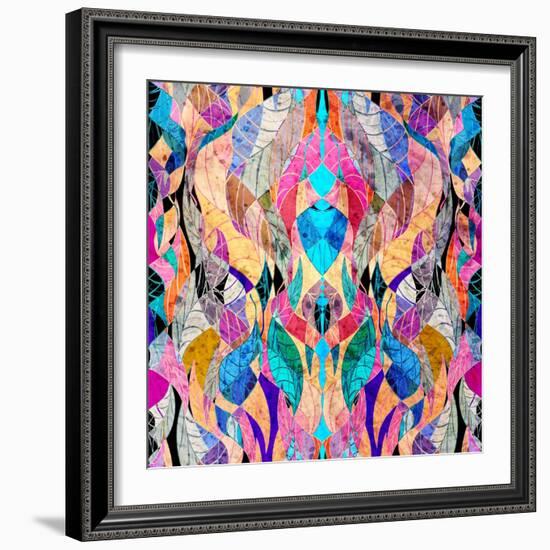 Colorful Abstract Floral Pattern-Tanor-Framed Art Print