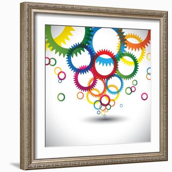 Colorful Abstract Icons of Cogwheel or Gears-smarnad-Framed Art Print