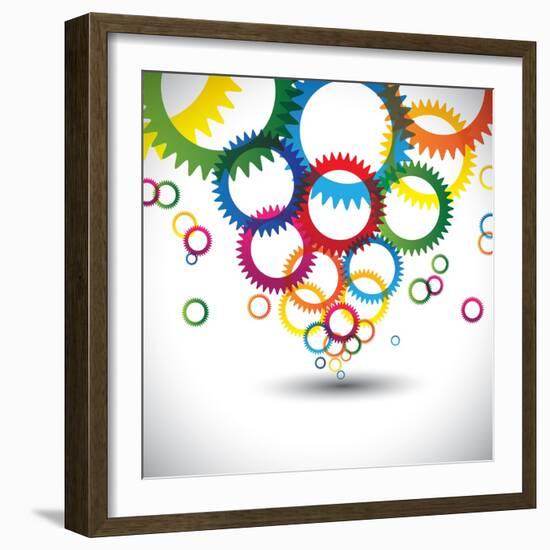 Colorful Abstract Icons of Cogwheel or Gears-smarnad-Framed Art Print