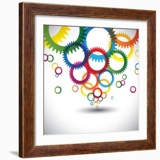 Colorful Abstract Icons of Cogwheel or Gears-smarnad-Framed Art Print