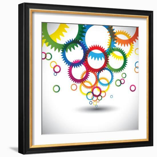 Colorful Abstract Icons of Cogwheel or Gears-smarnad-Framed Art Print