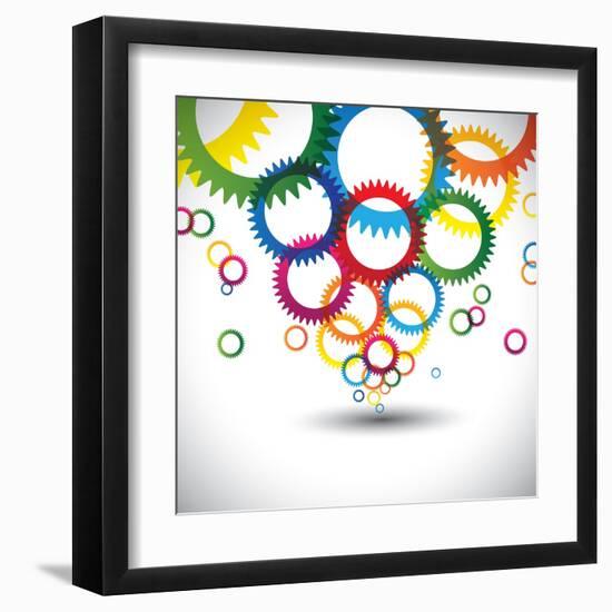 Colorful Abstract Icons of Cogwheel or Gears-smarnad-Framed Art Print