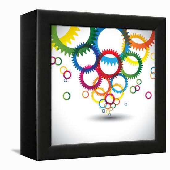 Colorful Abstract Icons of Cogwheel or Gears-smarnad-Framed Stretched Canvas