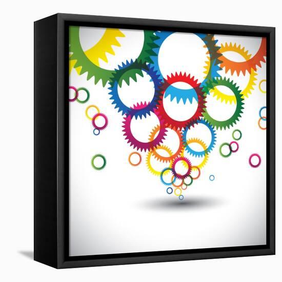 Colorful Abstract Icons of Cogwheel or Gears-smarnad-Framed Stretched Canvas