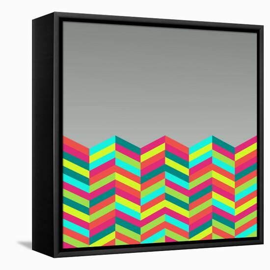 Colorful Abstract Retro Pattern-cienpies-Framed Stretched Canvas