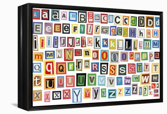 Colorful Alphabet Made Of Magazine Clippings And Letters . Isolated On White-donatas1205-Framed Stretched Canvas