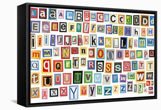 Colorful Alphabet Made Of Magazine Clippings And Letters . Isolated On White-donatas1205-Framed Stretched Canvas