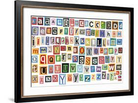 Colorful Alphabet Made Of Magazine Clippings And Letters . Isolated On White-donatas1205-Framed Art Print
