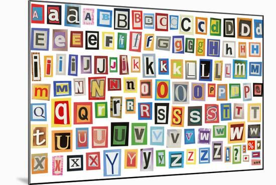 Colorful Alphabet Made Of Magazine Clippings And Letters . Isolated On White-donatas1205-Mounted Art Print