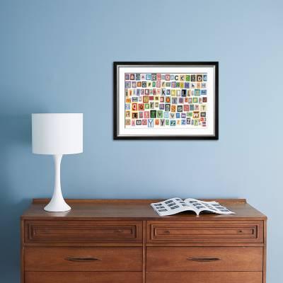 colorful alphabet made of magazine clippings and letters isolated on white art print donatas1205 art com