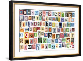 Colorful Alphabet Made Of Magazine Clippings And Letters . Isolated On White-donatas1205-Framed Art Print